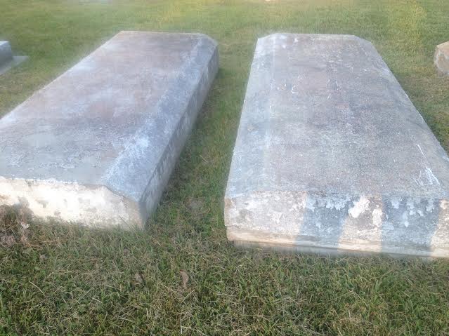 Concrete slab poured for cemetery plot