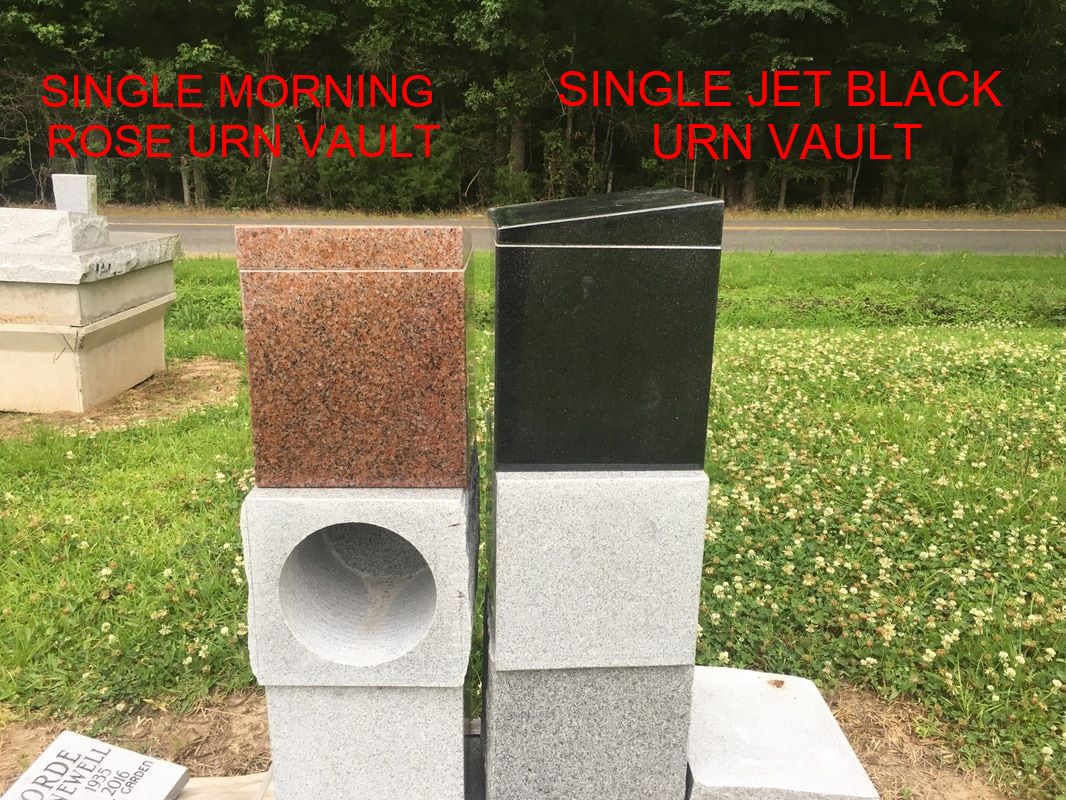 Granite double urn vault — alternate view