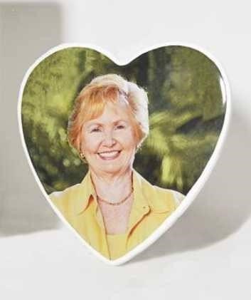 Heart-shaped porcelain memorial picture