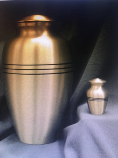 Cremation urn — alternate finish