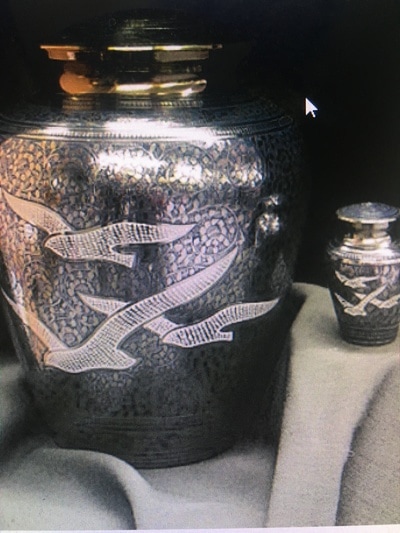 Cremation urn — alternate finish