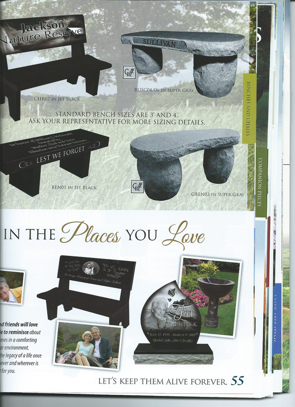 Granite memorial bench — alternate design